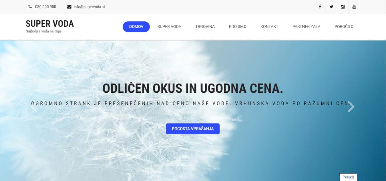 Spletna stran Super Voda Front page